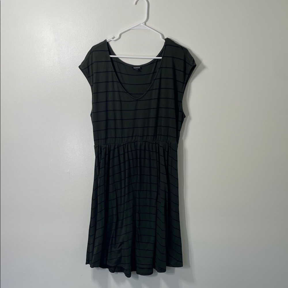 Torrid Olive Green Striped Skater Dress 2X
